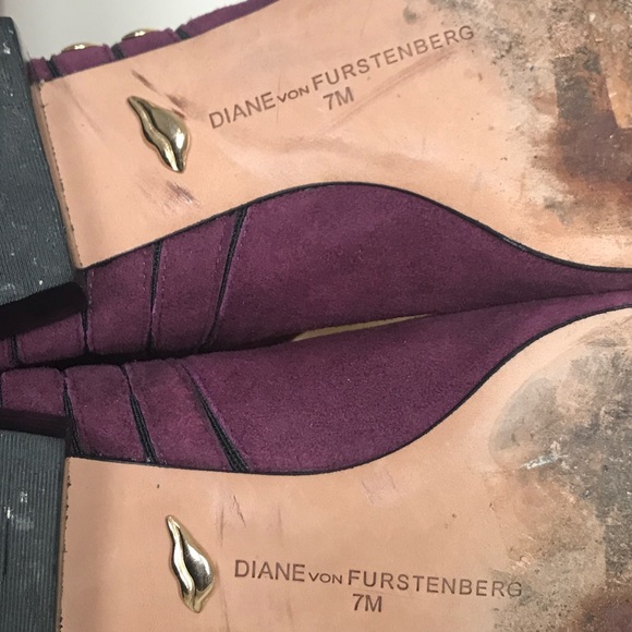 Diane Von Furstenberg Plum Studded Ankle Boot - Picture 4 of 6